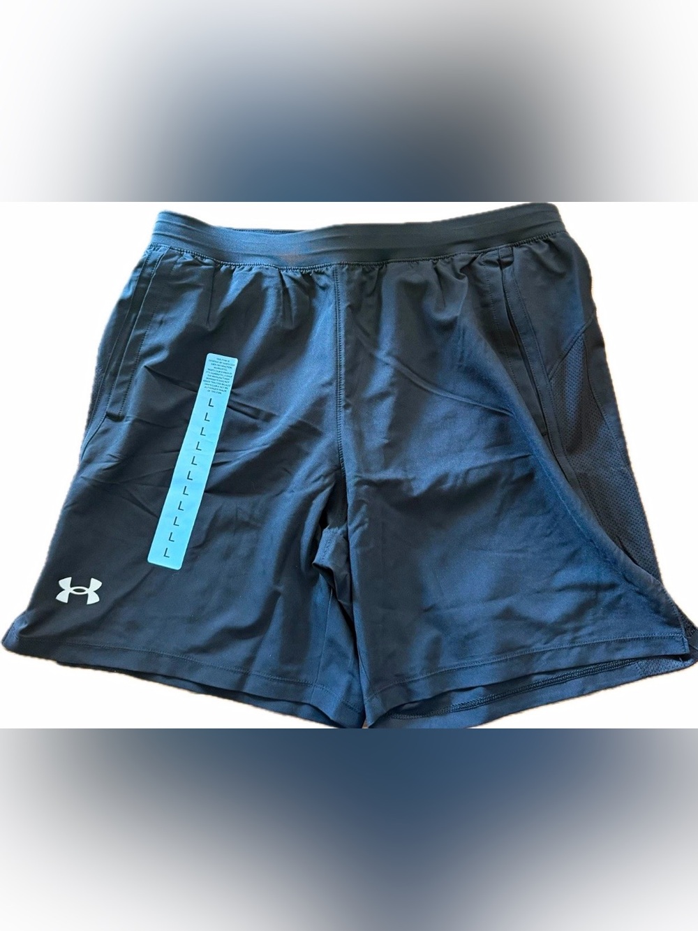 UA Men’s Black Launch Shorts Size L 7" Inseam Mesh Lining Drawstring Pockets NWT
